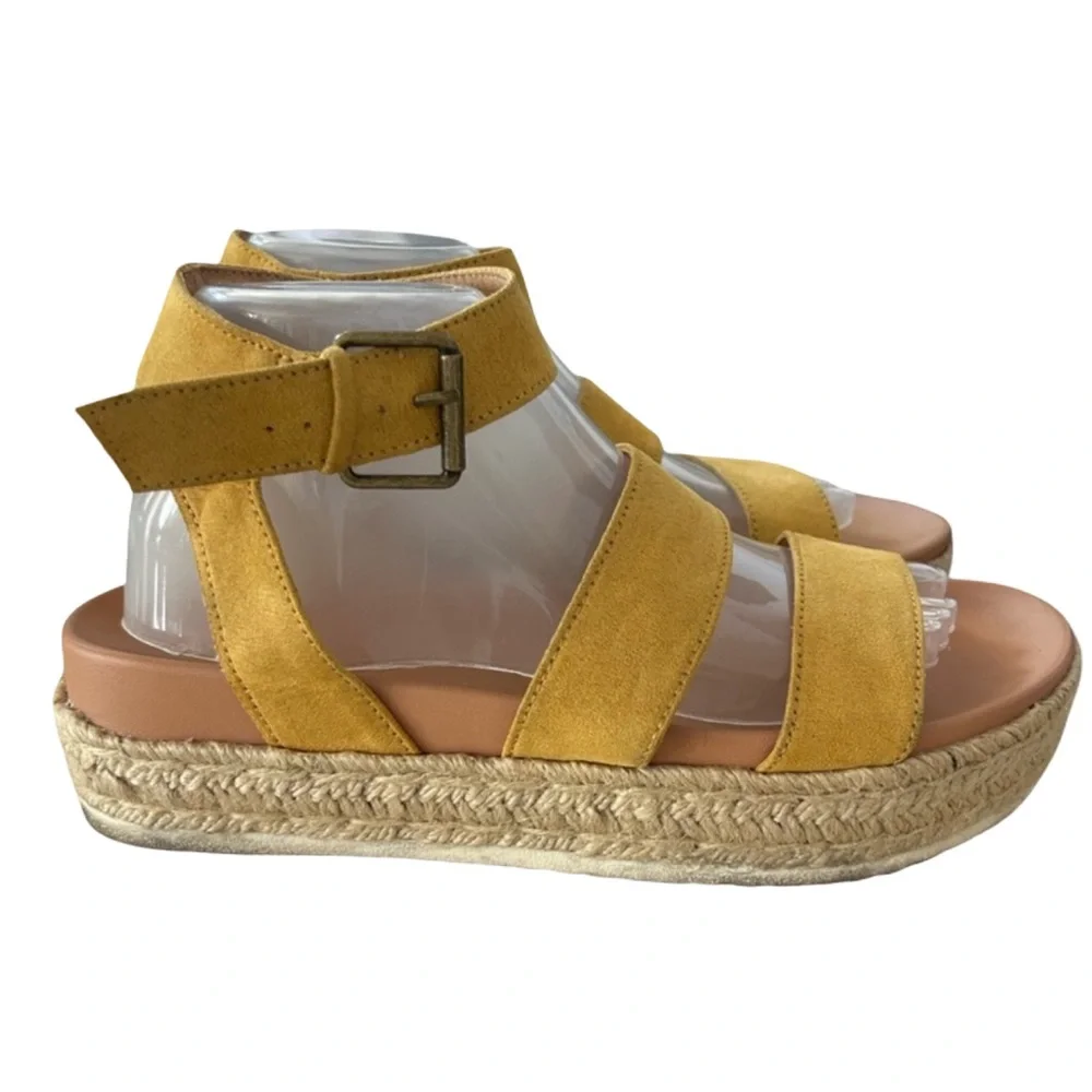 Universal Thread Mustard Espadrille Sandals Platform Ankle Strap 9.5